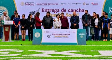 Gobierno EDOMEX, Sedatu y Conade entregan cancha de fútbol en Texcoco como parte del Mundial Social
